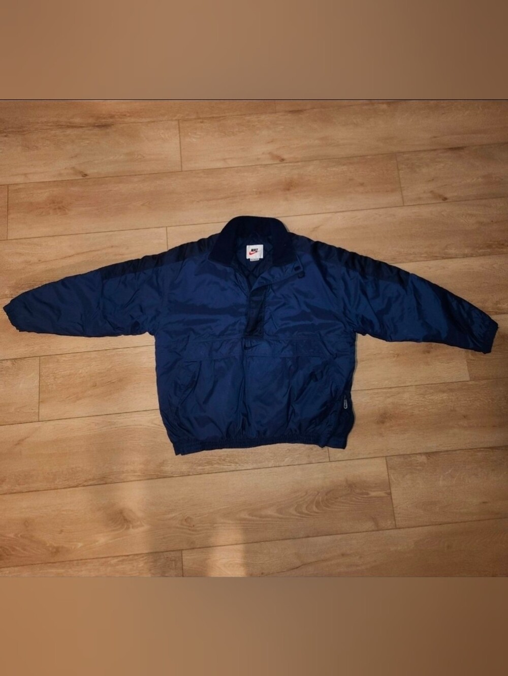 Vintage Y2K Nike Anorak Navy Blue Embroidered Big Swoosh Logo Mens Size Xtra Lar